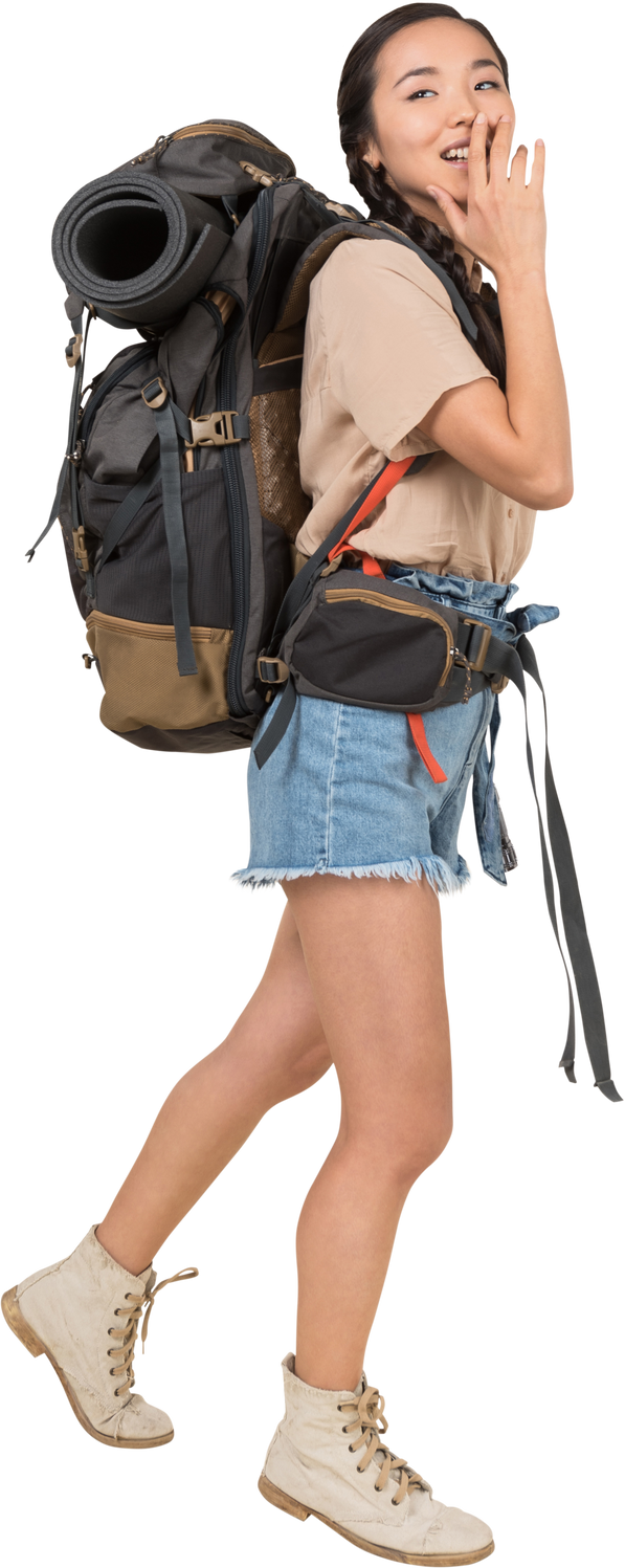 Female Traveler with Backpack